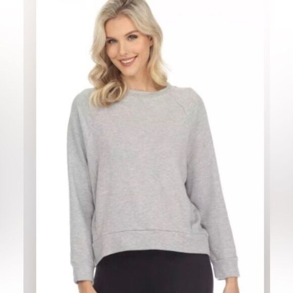 Calme by Johnny Was 3/4 Sleeve Crew Pullover Sweatshirt Womens Medium Gray Top - Picture 1 of 8